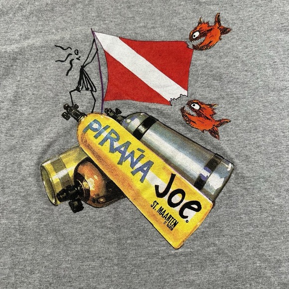 Pirana Joe St Maarten‎ Gray Shirt Mens Size Medium Beaches Fishing - Picture 6 of 9